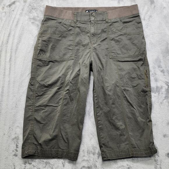 Lee Pants - Lee Pants Womens 16 Green Double Button Comfort Waist Relaxed Fit Capri Cargo
